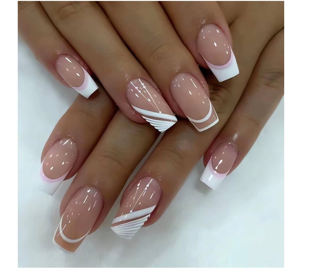 Classic white French tip nail design